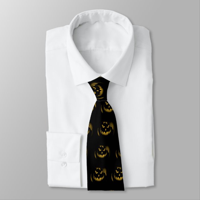 Creepy Jack o' Lantern Halloween Tie (Tied)