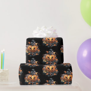 Creepy Jack-O' Lantern Pattern Halloween Wrapping Paper