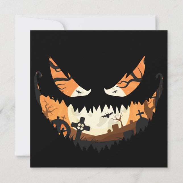 Creepy Jack O Latern Spooky Halloween Invitation (Front)