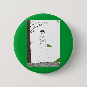 Creepy Jane Austen Rice Painting 2 Inch Round Button