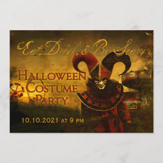 Creepy Jester Carnival Halloween Invitation