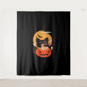 Creepy Kawaii Cat Eating Worms Ramen Noodles Hallo Tapestry
