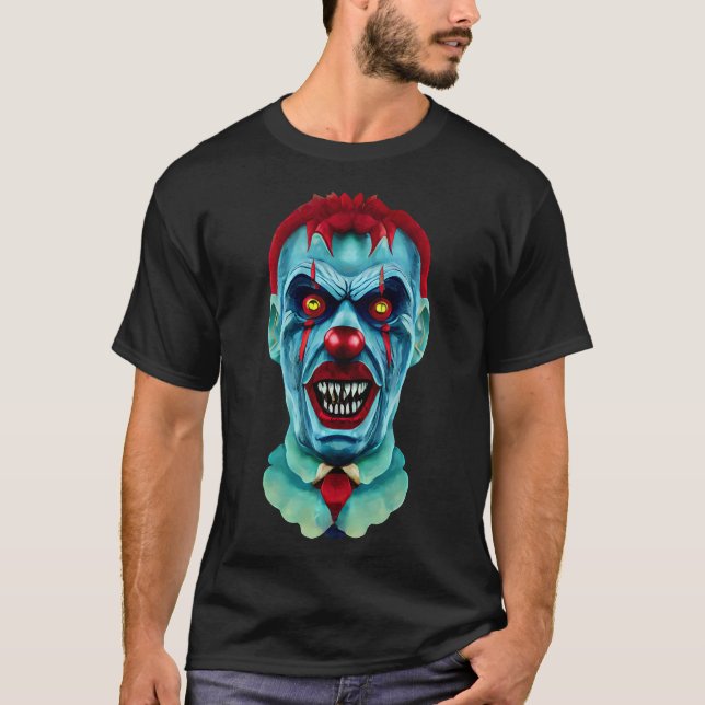 Creepy Killer Zombie Clown Horror Art T-Shirt (Front)