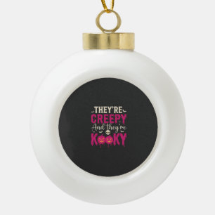 Creepy Kooky Halloween Skull Pumpkin Design_1 Ceramic Ball Christmas Ornament