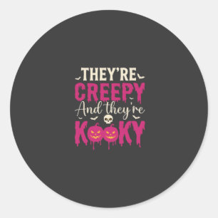 Creepy Kooky Halloween Skull Pumpkin Design_1 Classic Round Sticker
