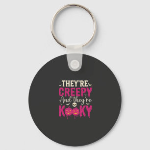 Creepy Kooky Halloween Skull Pumpkin Design_1 Keychain