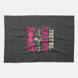 Creepy Kooky Halloween Skull Pumpkin Design_1 Kitchen Towel