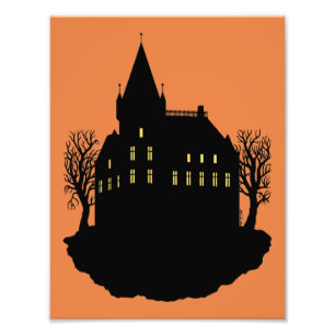 Creepy Mansion in Silhouette Photo Print