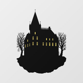 Creepy Mansion in Silhouette Window Cling