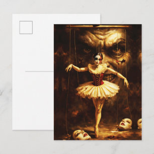 Creepy Marionette Ballerina Horror Puppet Art  Postcard