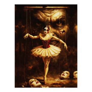 Creepy Marionette Ballerina Horror Puppet Art  Poster