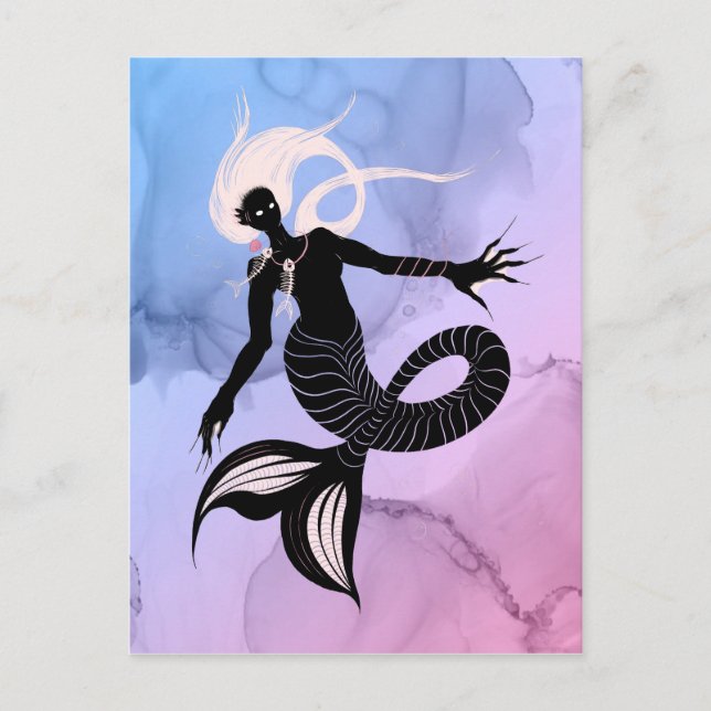 Creepy Mermaid Dark Fantasy Monster Goth Postcard (Front)