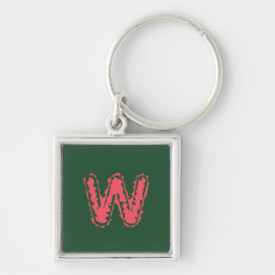 Creepy Monogram Clashing Pink on Green Keychain