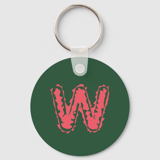 Creepy Monogram Clashing Pink on Green Keychain (Front)