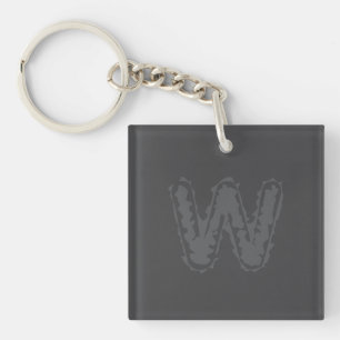 Creepy Monogram Grey on Grey Keychain