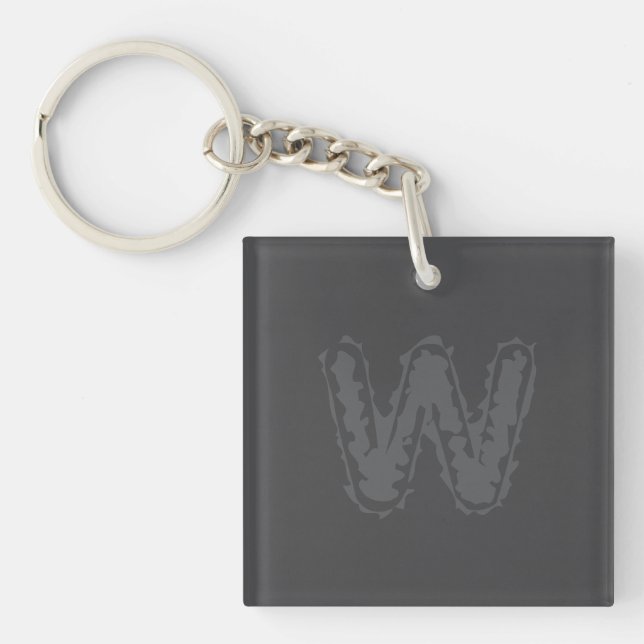 Creepy Monogram Grey on Grey Keychain (Front)