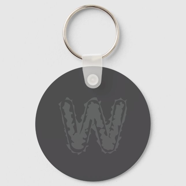 Creepy Monogram Grey on Grey Keychain (Front)