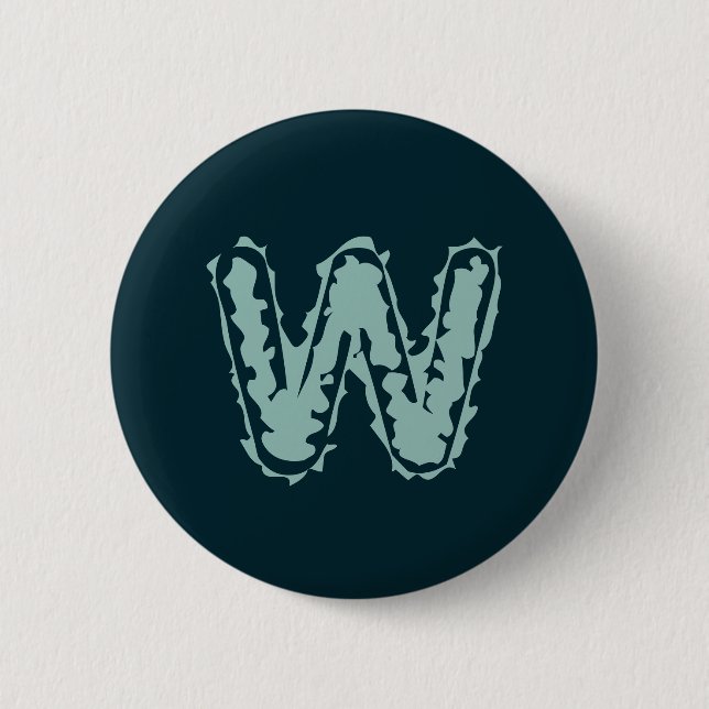 Creepy Monogram Mint Green on Deep Blue 2 Inch Round Button (Front)