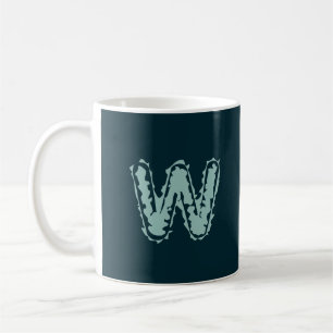 Creepy Monogram Mint Green on Deep Blue Coffee Mug