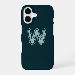 Creepy Monogram Mint Green on Deep Blue iPhone 16 Case