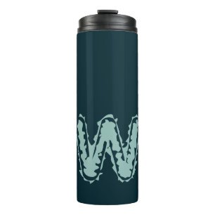 Creepy Monogram Mint Green on Deep Blue Thermal Tumbler