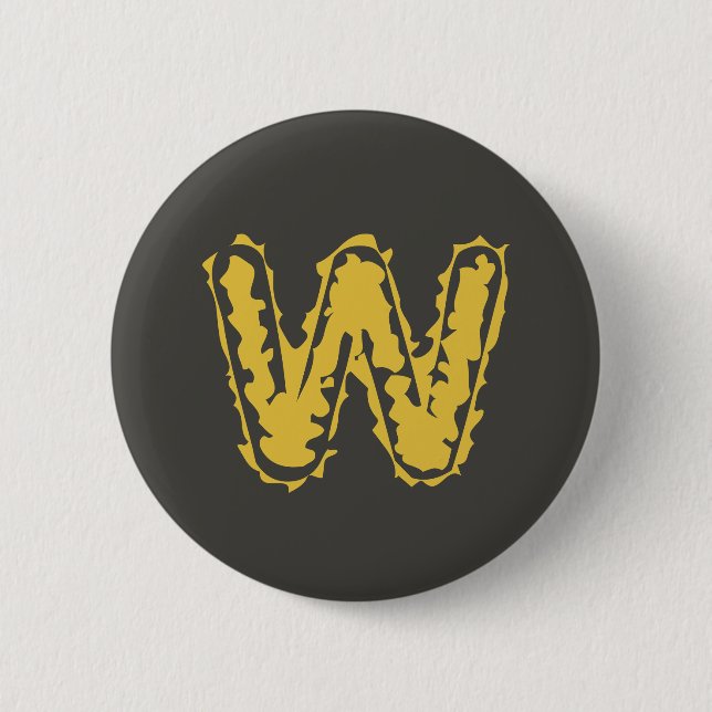 Creepy Monogram Moody Yellow on Dark Grey 2 Inch Round Button (Front)