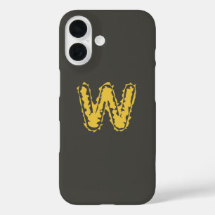 Creepy Monogram Moody Yellow on Dark Grey iPhone 16 Case
