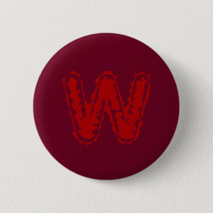 Creepy Monogram Red on Red 2 Inch Round Button