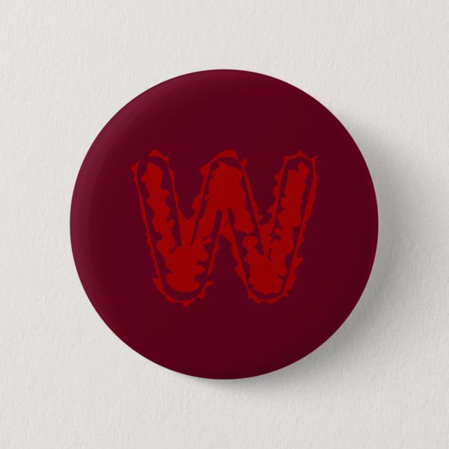 Creepy Monogram Red on Red 2 Inch Round Button (Front)