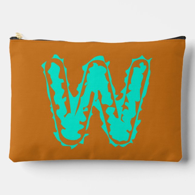 Creepy Monogram Toxic Green on Orange Accessory Pouch (Front)