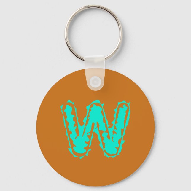 Creepy Monogram Toxic Green on Orange Keychain (Front)