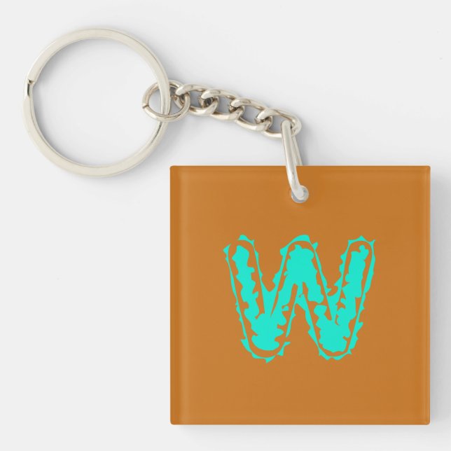 Creepy Monogram Toxic Green on Orange Keychain (Front)