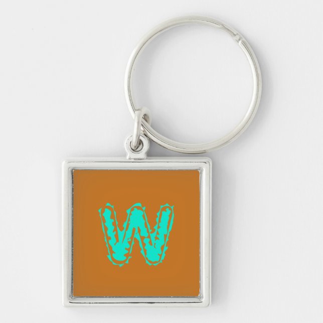 Creepy Monogram Toxic Green on Orange Keychain (Front)