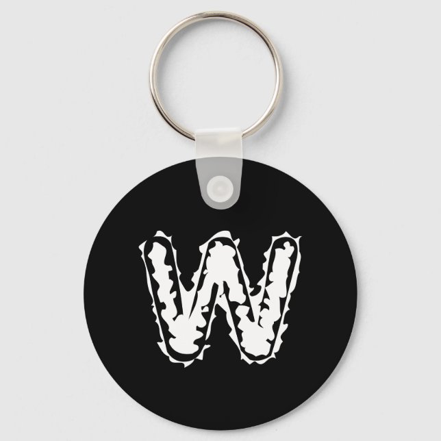 Creepy Monogram White on Black Keychain (Front)