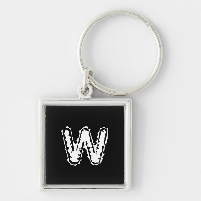 Creepy Monogram White on Black Keychain (Front)