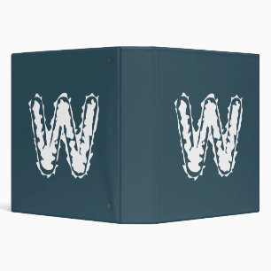 Creepy Monogram White on Blue Binder