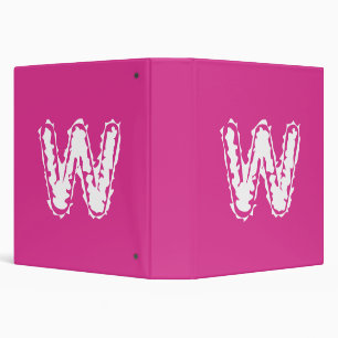Creepy Monogram White on Pink Binder
