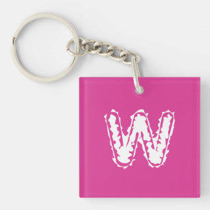Creepy Monogram White on Pink Keychain