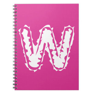 Creepy Monogram White on Pink Notebook