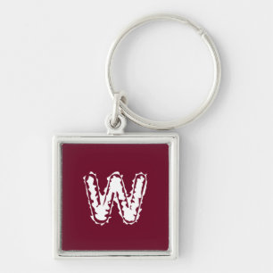 Creepy Monogram White on Red Keychain