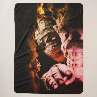 Creepy Mummy Wall Art – Dark Horror Portrait Print Sherpa Blanket