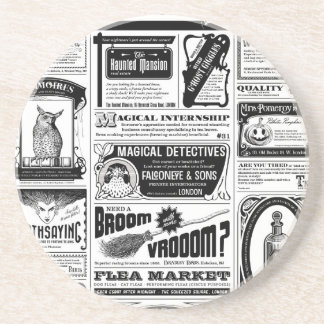 creepy newspaper coaster