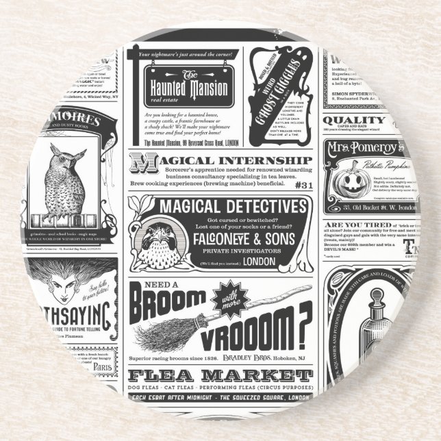 creepy newspaper coaster (Front)