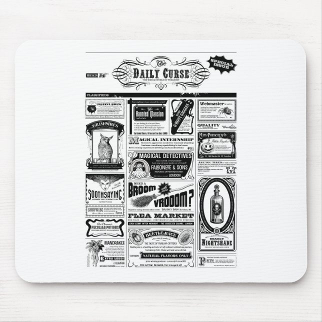 creepy newspaper mouse pad (Front)