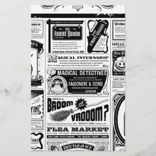 creepy newspaper stationery