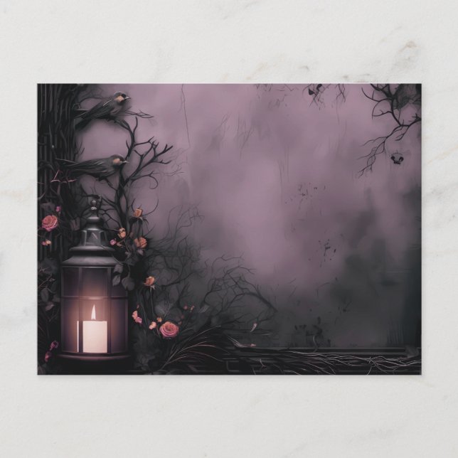 Creepy Night Fog Mist Shadows Lantern Halloween Holiday Postcard (Front)