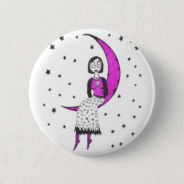 Creepy over the moon and stars 2 inch round button (Front)