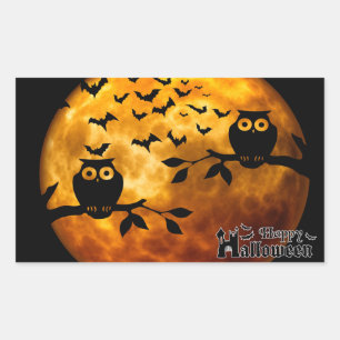 Creepy Owls, Vampire Bats and Halloween Moon Sticker