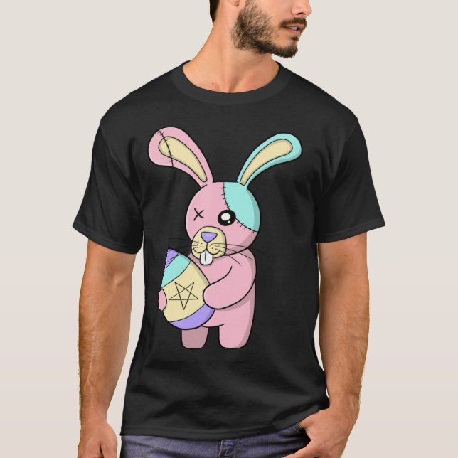 Creepy Pastel Goth Easter Bunny Cute T-Shirt (Front)