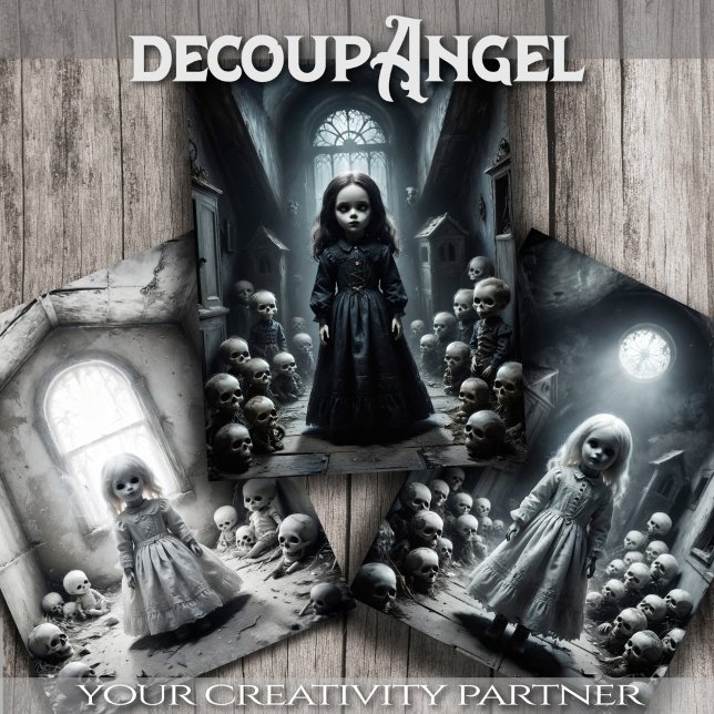 Creepy Phantom Doll Trio - Decoupage -  Wrapping Paper Sheet (Creator Uploaded)